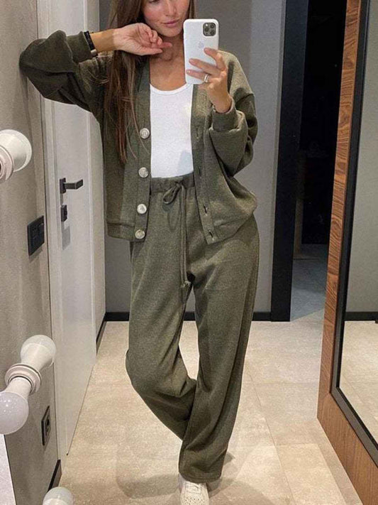 FRAINE - Set due pezzi con cardigan e pantaloni morbidi