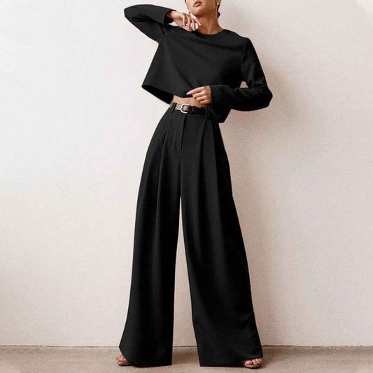 CARPI - Set due pezzi con top corto e pantaloni ampi