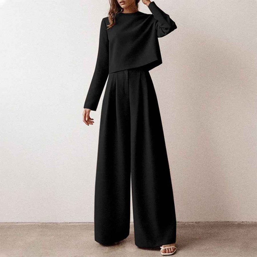 CARPI - Set due pezzi con top corto e pantaloni ampi