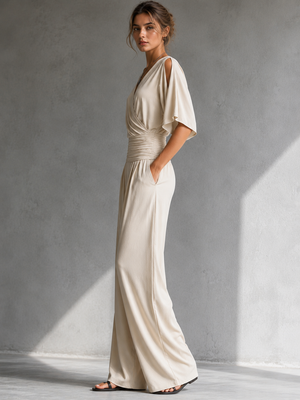 GERIKA - Tuta elegante effetto morbido in beige, blu, kaki o nero