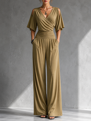 GERIKA - Tuta elegante effetto morbido in beige, blu, kaki o nero