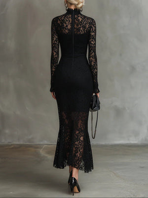 BEATRICE - Maxi Dress in Pizzo Nero