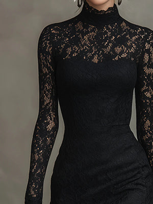 BEATRICE - Maxi Dress in Pizzo Nero