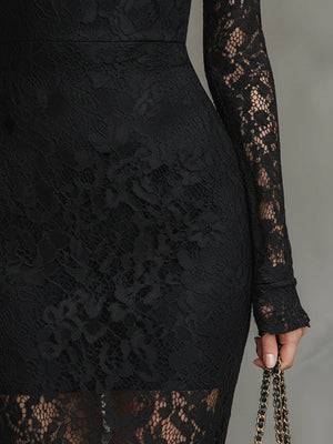 BEATRICE - Maxi Dress in Pizzo Nero