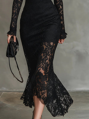 BEATRICE - Maxi Dress in Pizzo Nero