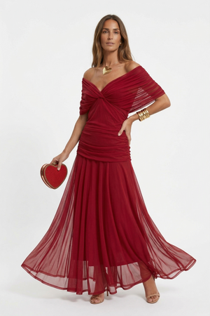 BEATRICE - Abito lungo in satin drappeggiato