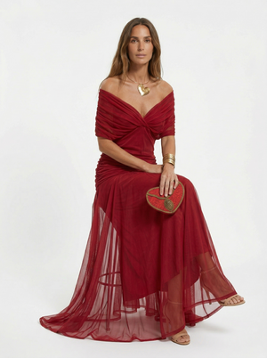BEATRICE - Abito lungo in satin drappeggiato