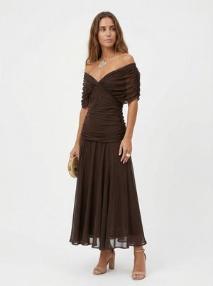 BEATRICE - Abito lungo in satin drappeggiato