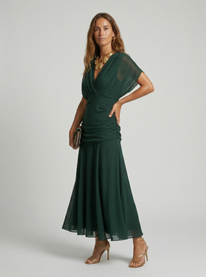 BEATRICE - Abito lungo in satin drappeggiato