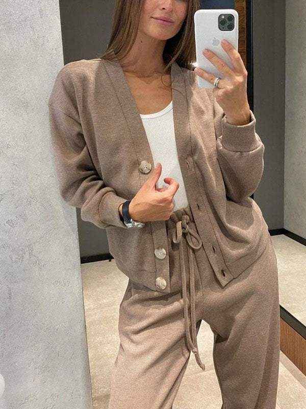 FRAINE - Set due pezzi con cardigan e pantaloni morbidi