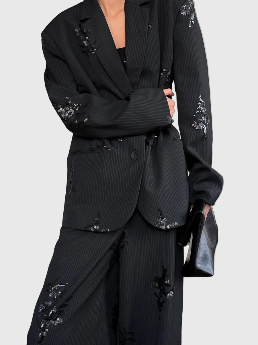 VALERIA - Tailleur due pezzi nero con paillettes