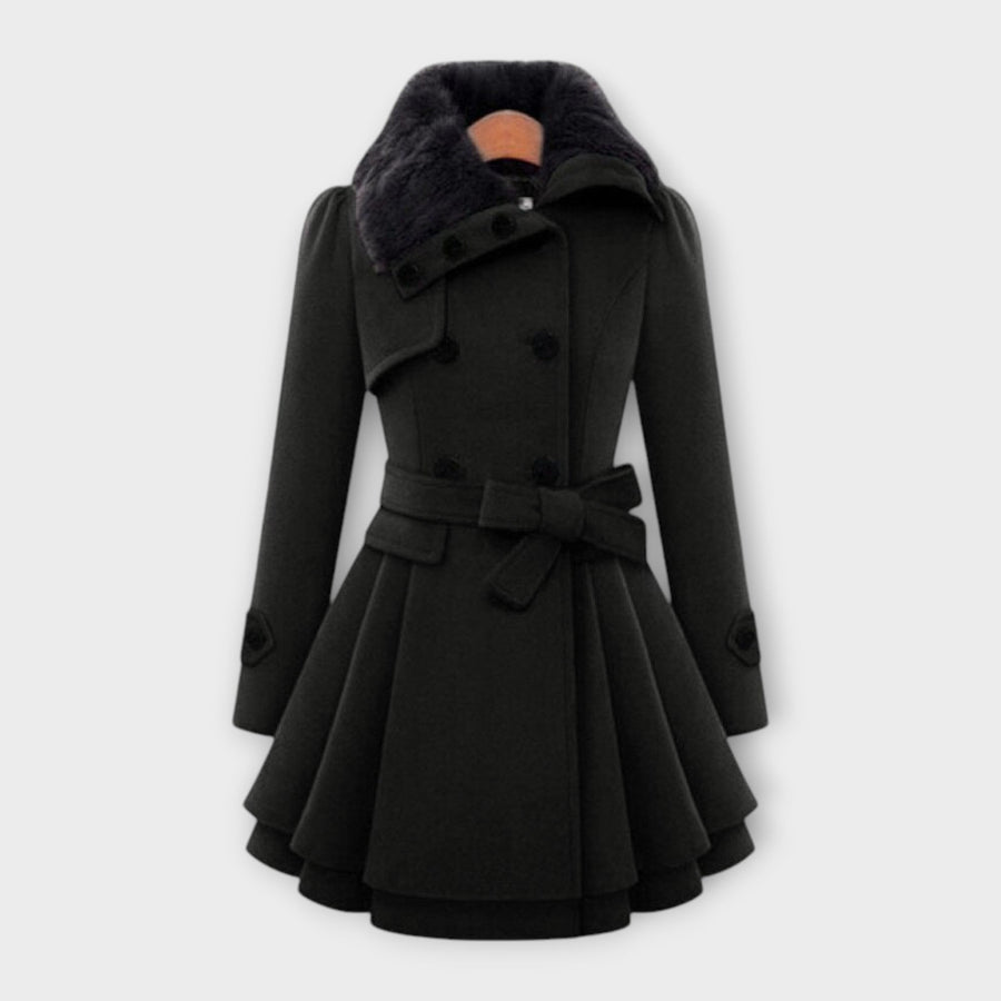 CALLABIANA - Cappotto lungo con collo in pelliccia sintetica