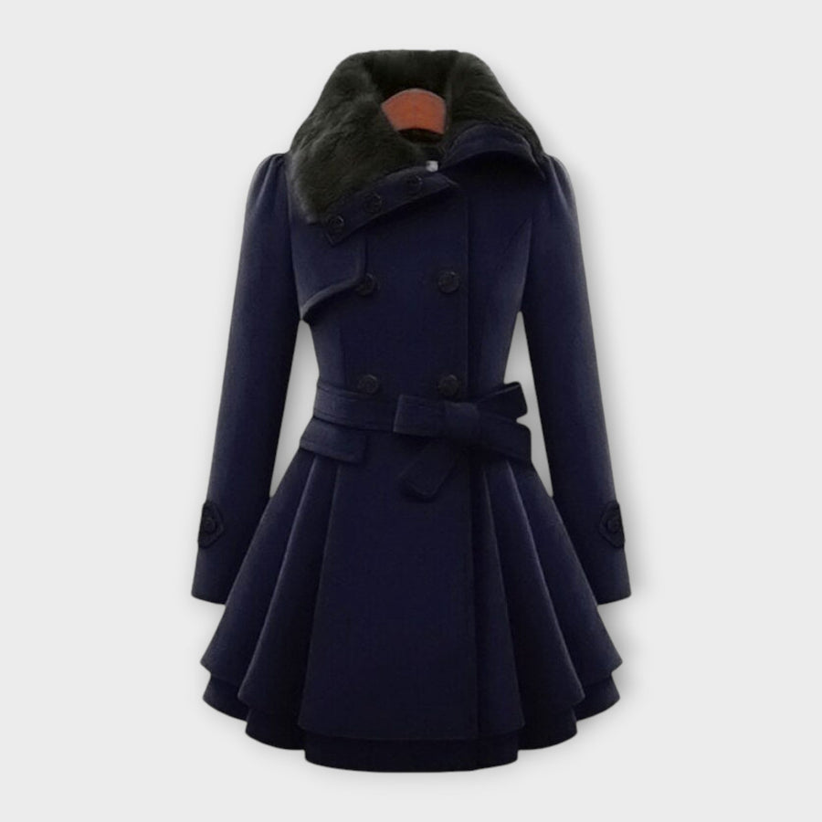 CALLABIANA - Cappotto lungo con collo in pelliccia sintetica