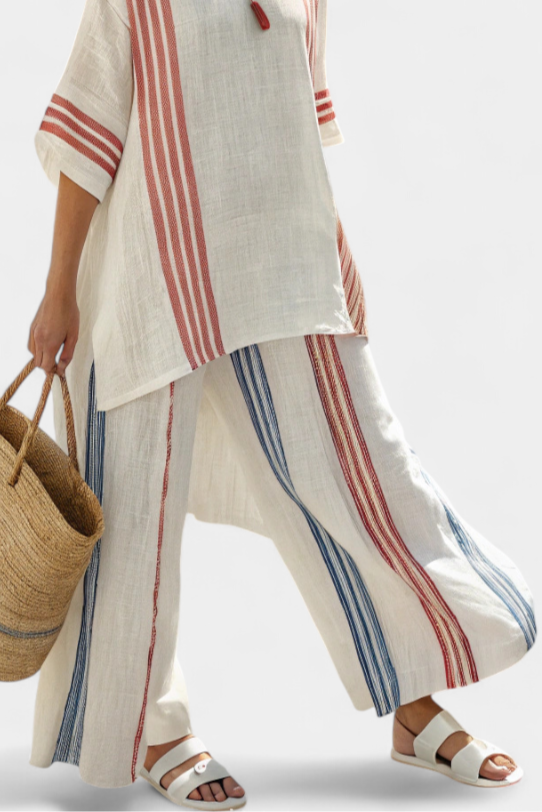 SOFIA - Set Top e Pantaloni a Righe Multicolore