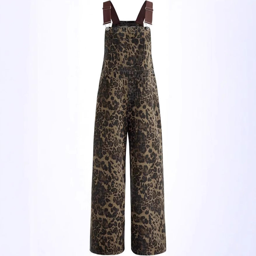 CHIARA - Jumpsuit leopardata a gamba larga retro