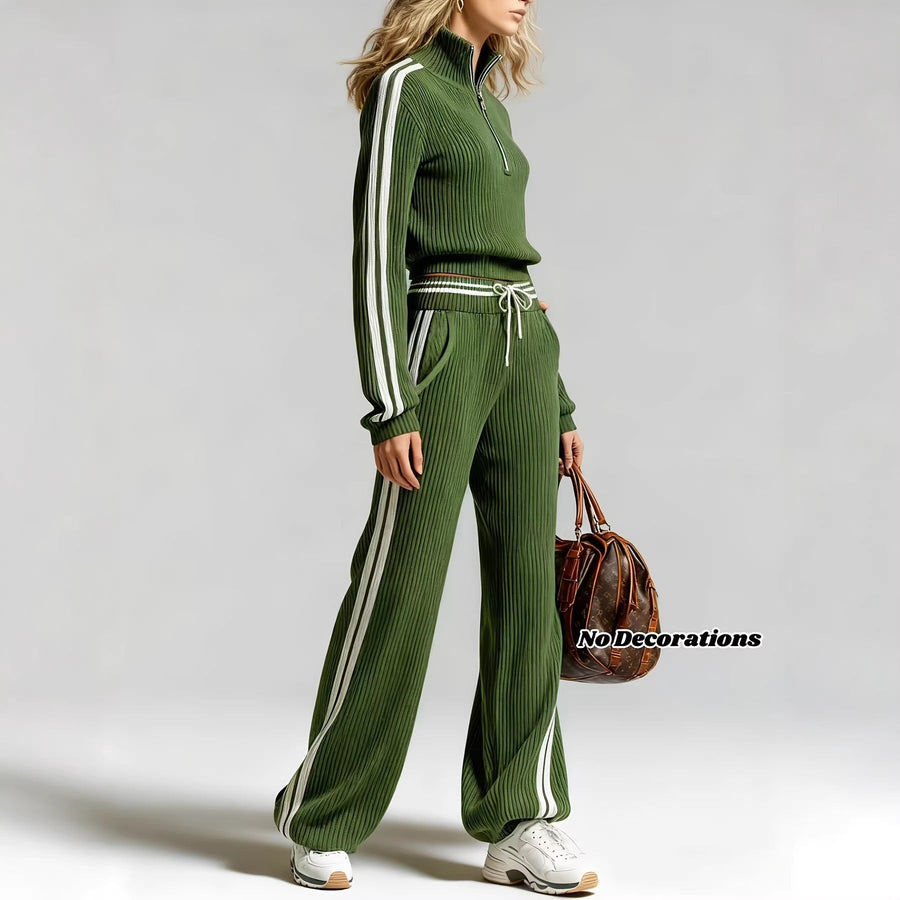 ALBA - Set due pezzi a coste con bande laterali per look sportivi chic ✨