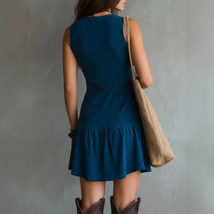 GIULIA - Abito Mini Boho in Denim Lavato