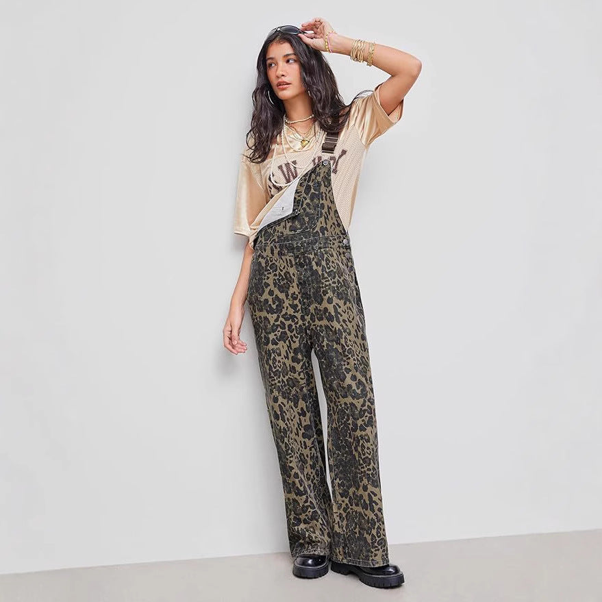 CHIARA - Jumpsuit leopardata a gamba larga retro