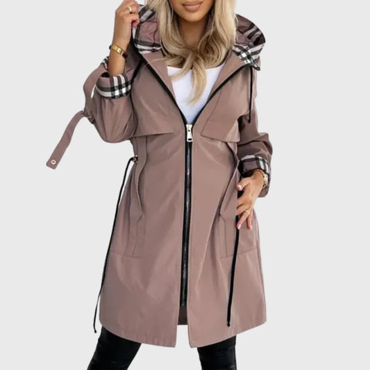 CARESANA - Trench leggero con cappuccio e cintura