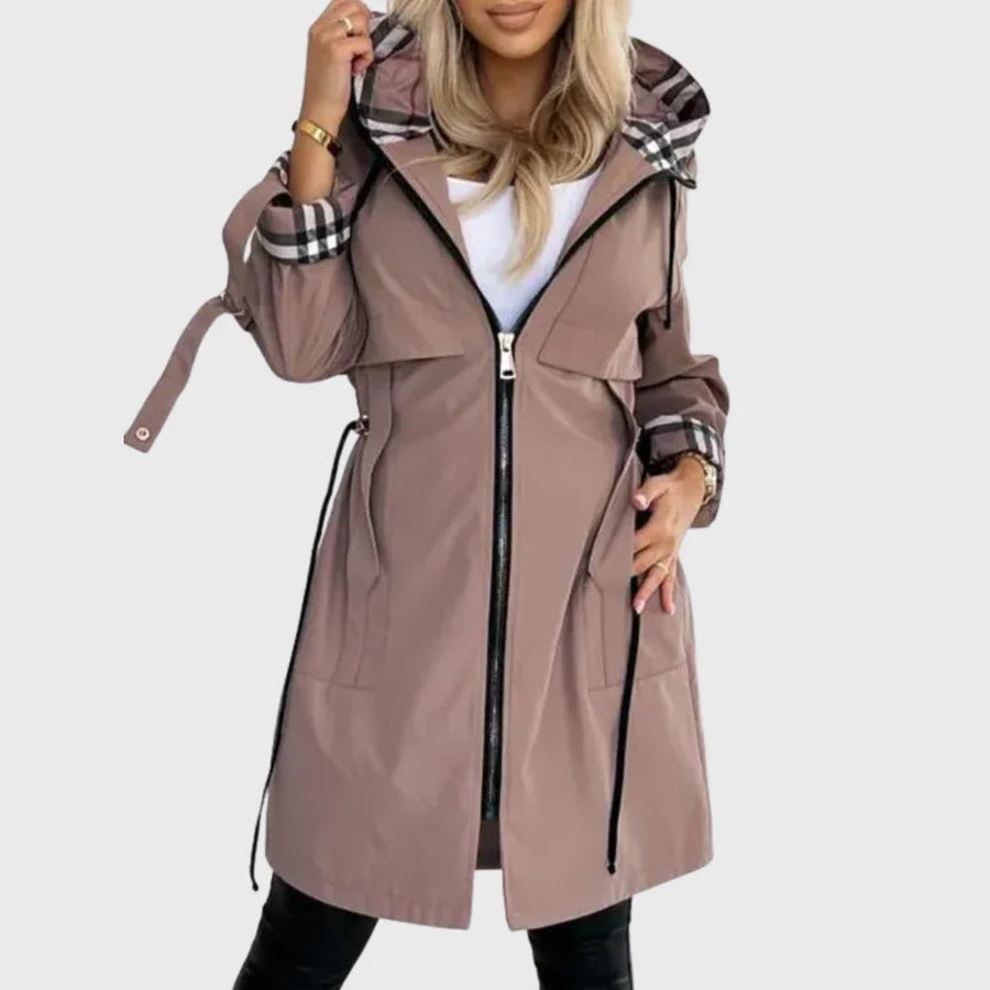CARESANA - Trench leggero con cappuccio e cintura