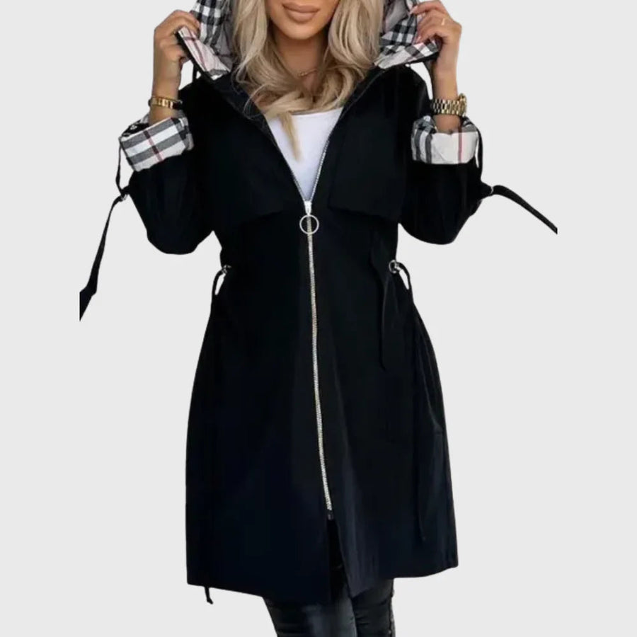 CARESANA - Trench leggero con cappuccio e cintura
