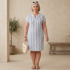 SOFIA - Abito camicia blu a righe