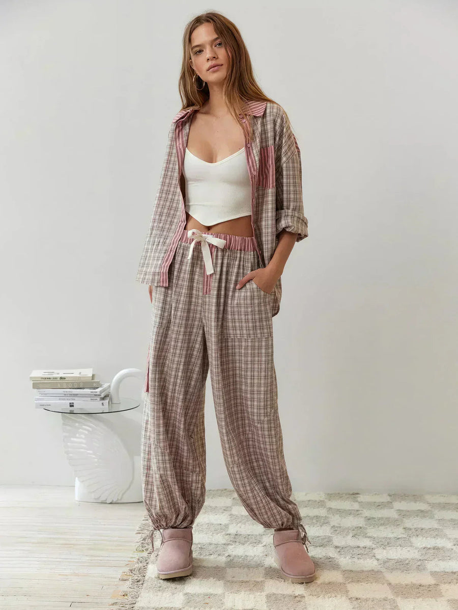 ANGELA - Set pigiama raffinato rosa e blu