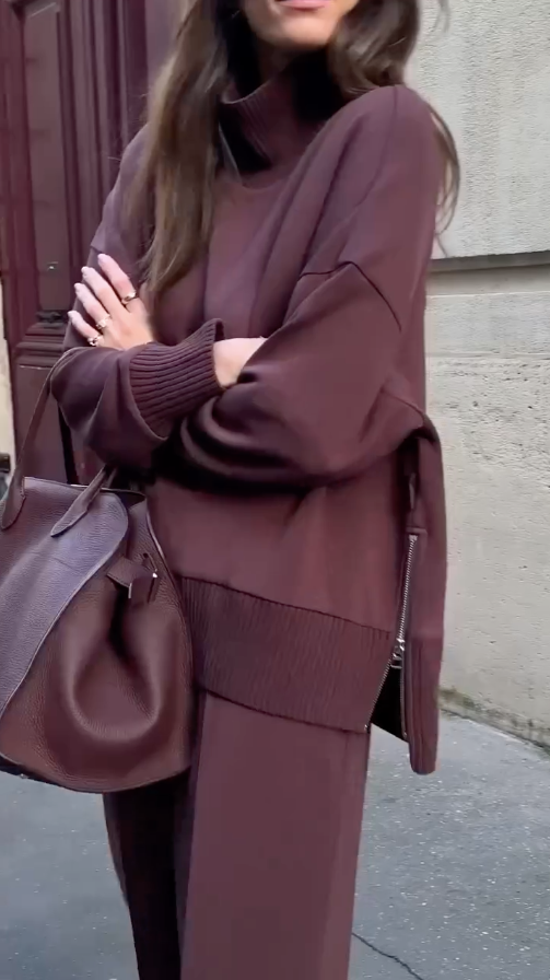 GIULIA - Completo Elegante Donna Rosso Vino e Bianco