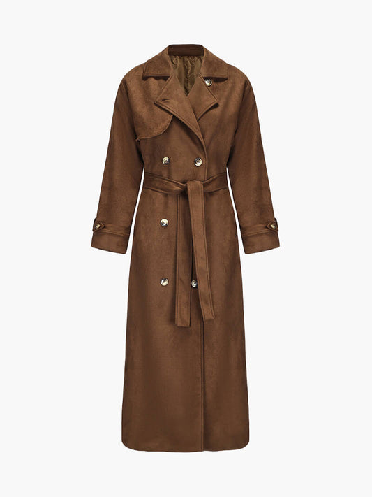 BORGARELLO - Trench lungo in suede sintetico con cintura