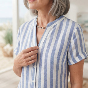 SOFIA - Abito camicia blu a righe