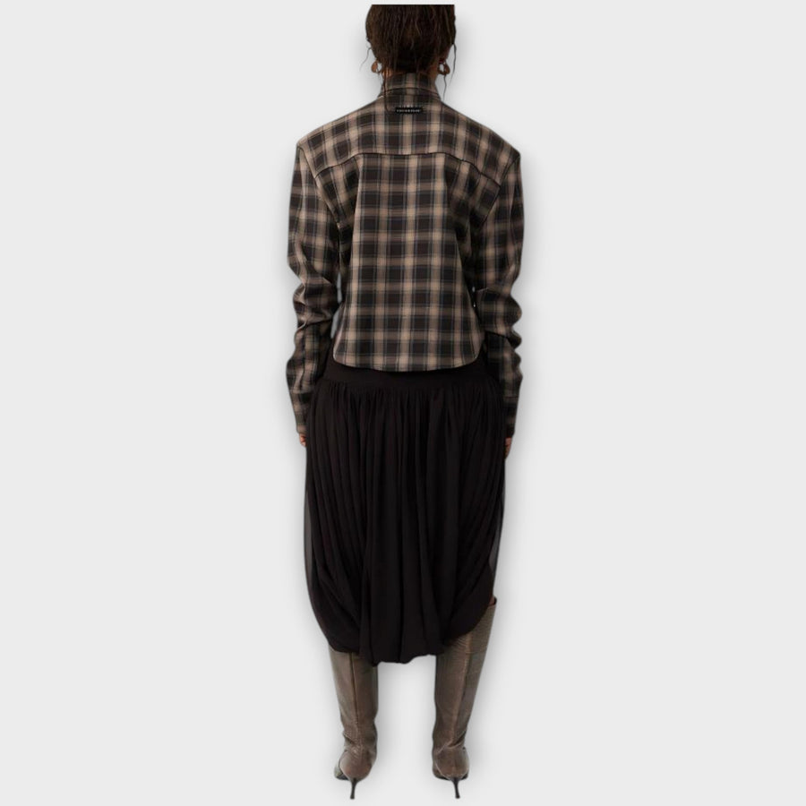CHIARA - Blusa rigata cut-out con gonna drappeggiata