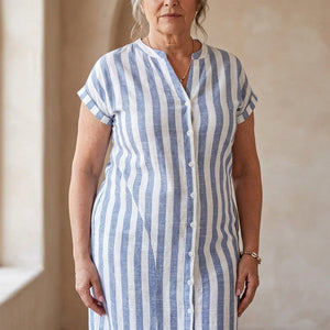 SOFIA - Abito camicia blu a righe