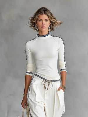 CENTALLO - Completo sportivo bianco e blu con T-shirt e pantaloni ampi