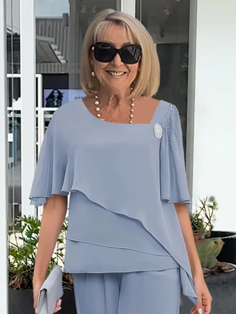 GIULIA - Completo moderno due pezzi blu navy e grigio
