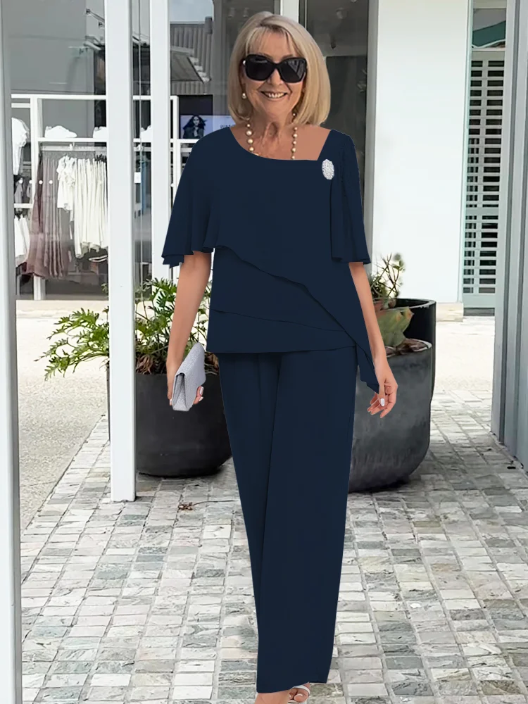 GIULIA - Completo moderno due pezzi blu navy e grigio