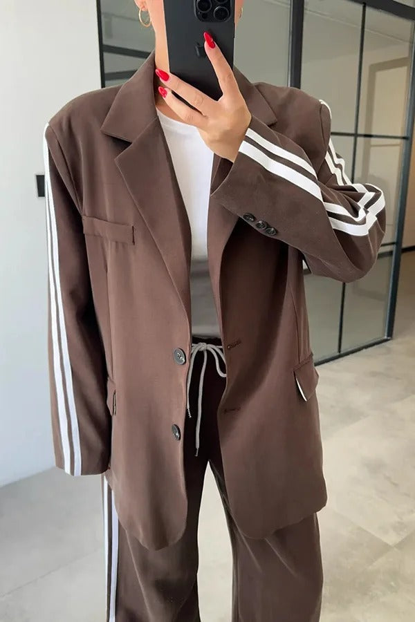 LEVVIE - Set due pezzi con blazer e pantaloni con cintura a cordino
