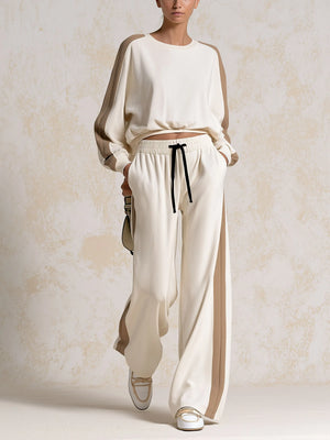 MANTA - Completo Loungewear Bianco con Top e Pantaloni Ampi