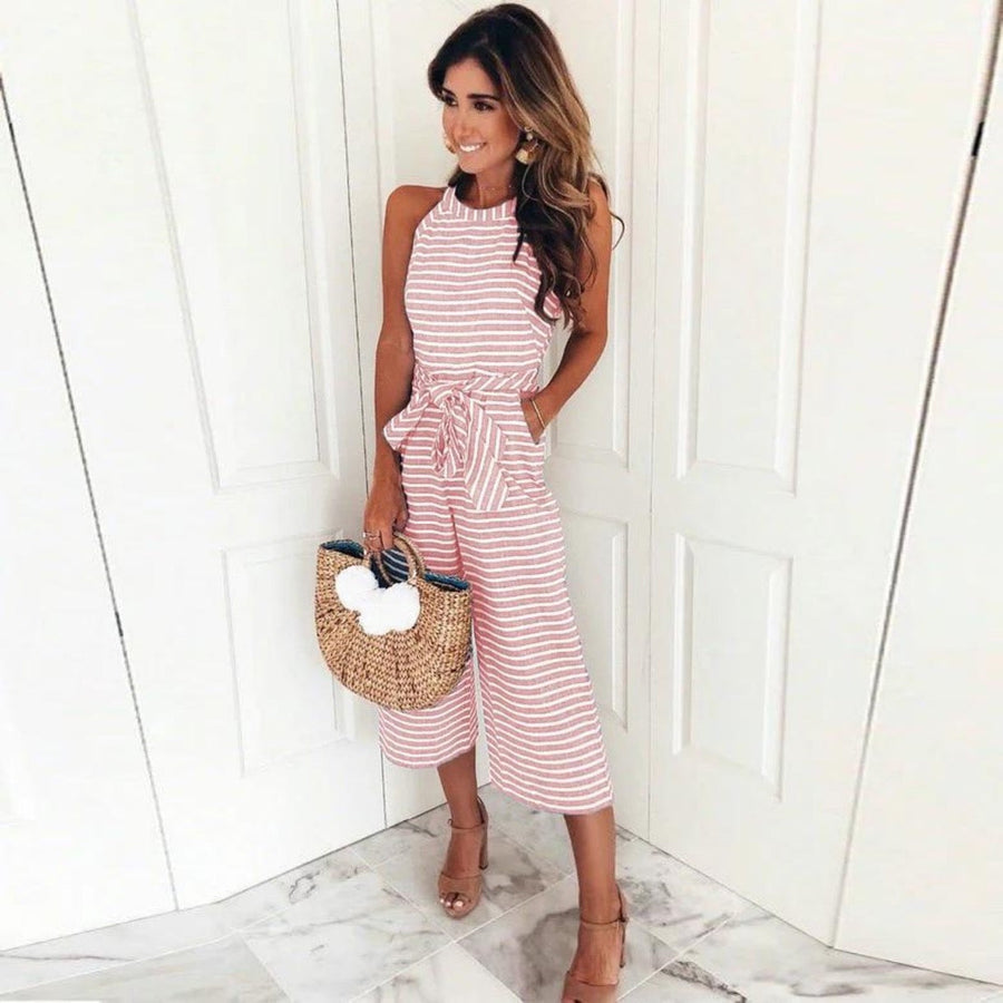 HANNA - Salopette donna a righe multicolore