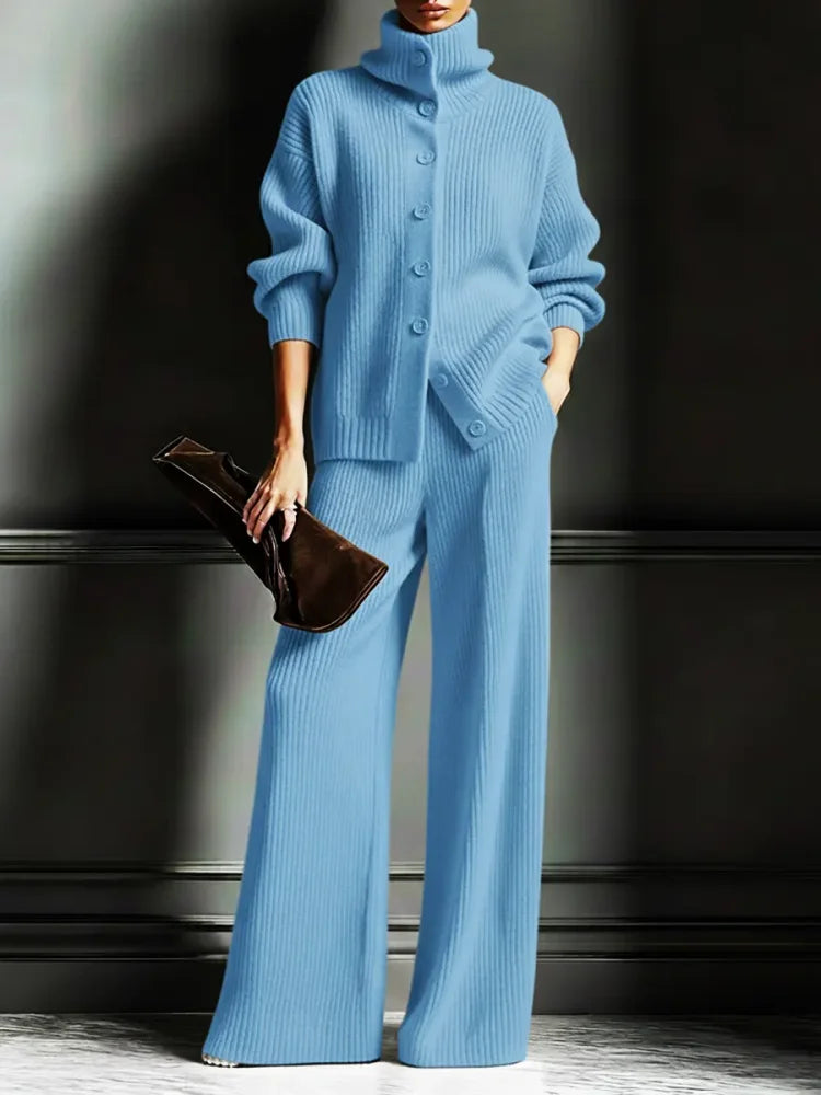 GIOVE - Set due pezzi in maglia con cardigan e pantaloni multicolore