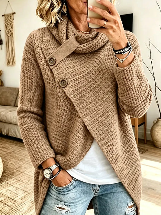 CURTATONE - Cardigan in maglia con scollo a cappuccio, 4 colori