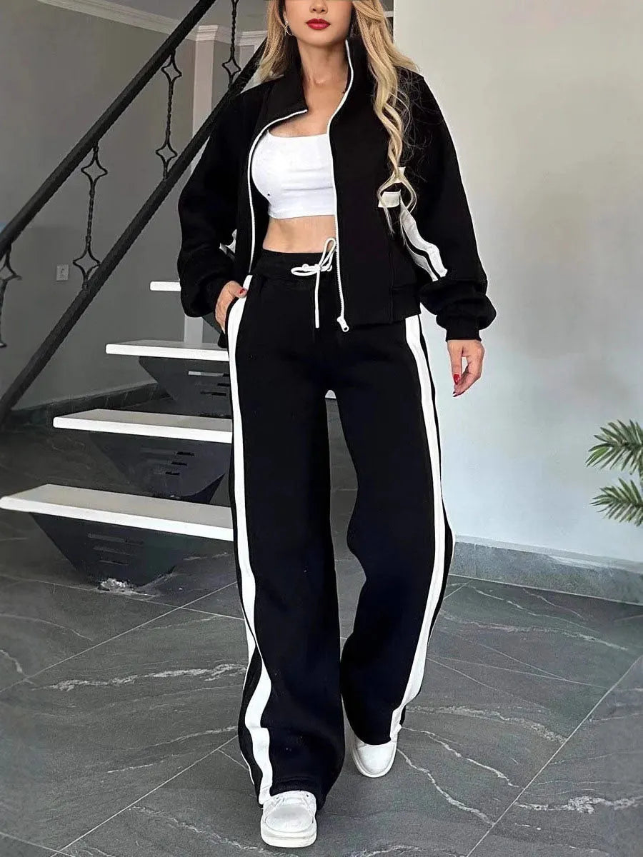 TROVO - Set due pezzi sporty a righe multicolore