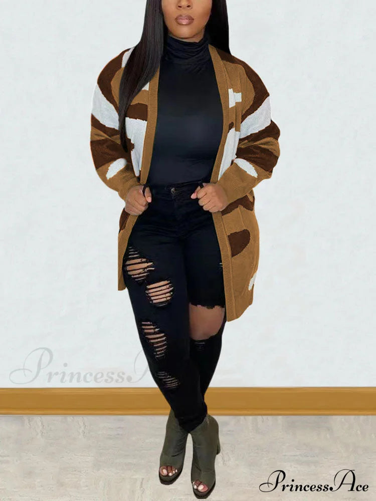 PICINISCO - Cardigan camouflage casual a maglia