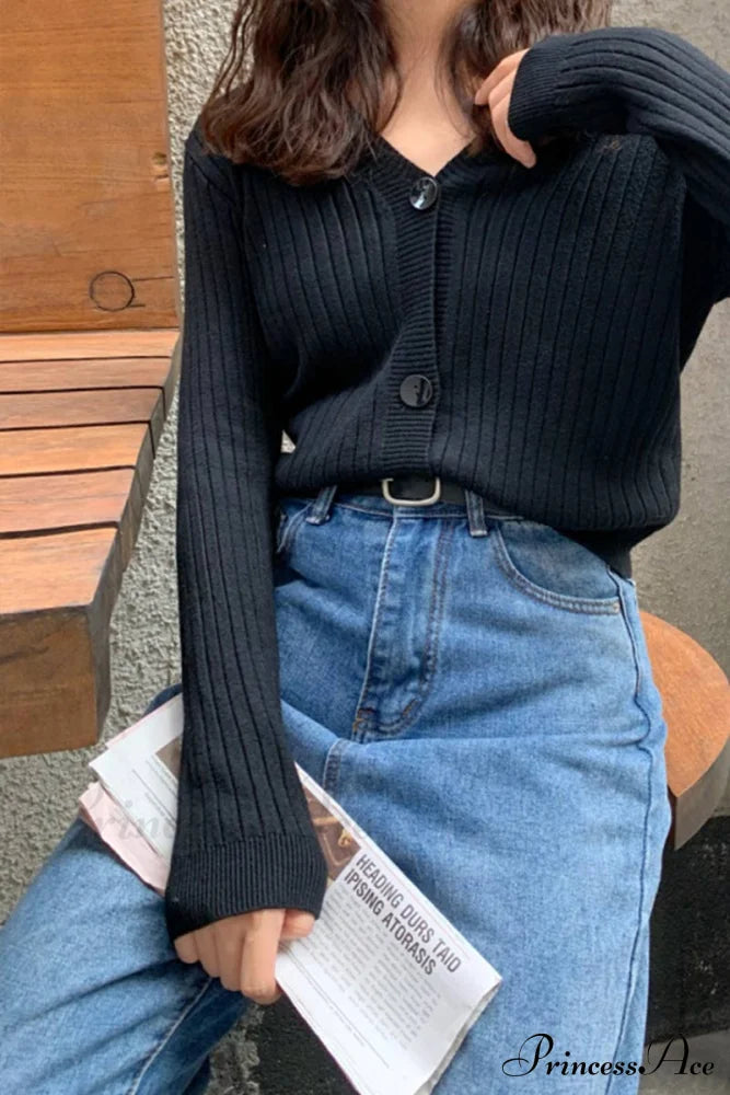 TAIPANA - Cardigan Button with Ribbed V-neckline
