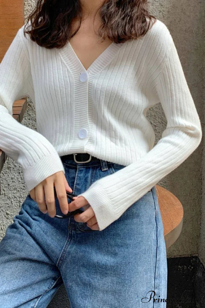 TAIPANA - Cardigan Button with Ribbed V-neckline