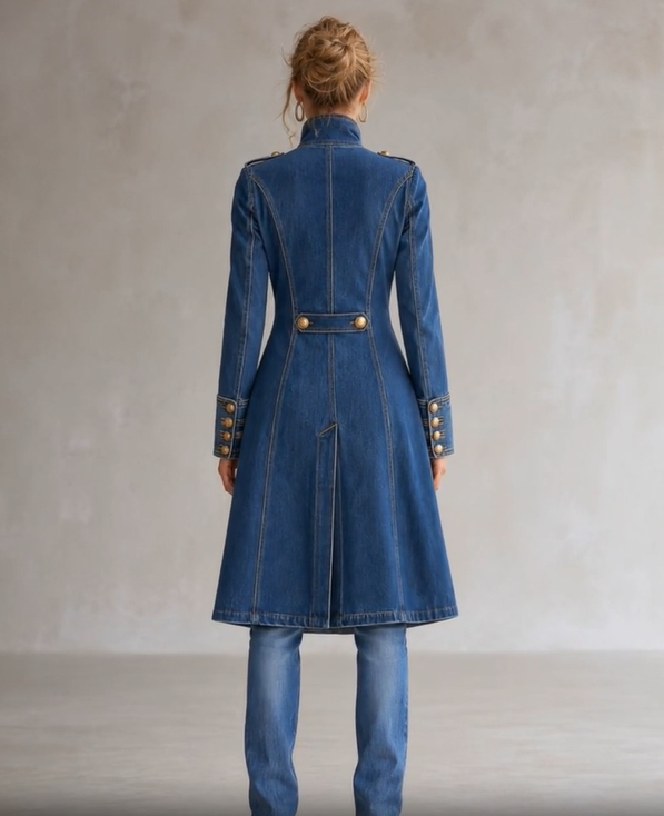 ORTELLE - Cappotto lungo in denim stile militare