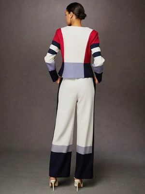 FOLLONICA - Pantaloni Wide Leg Color Block Urban