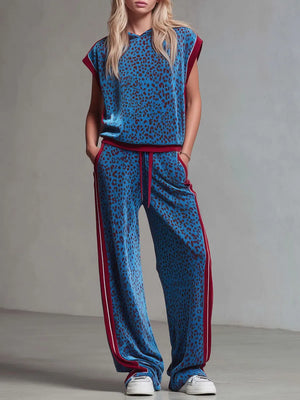 VENASCA - Completo maculato con top smanicato e pantaloni in velluto
