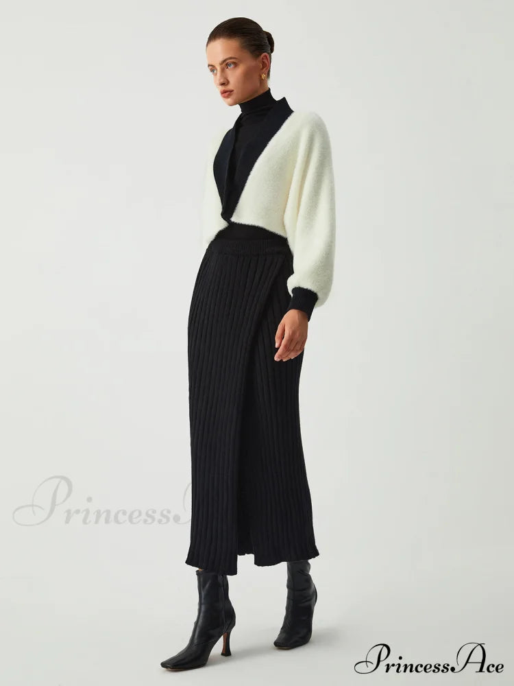 SIDONIA - Contrast Trim Graceful Fuzzy Crop Cardigan