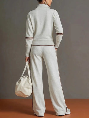 ANDRATE - Set in cotone con felpa mezza zip e pantaloni bicolore
