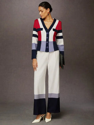FOLLONICA - Pantaloni Wide Leg Color Block Urban